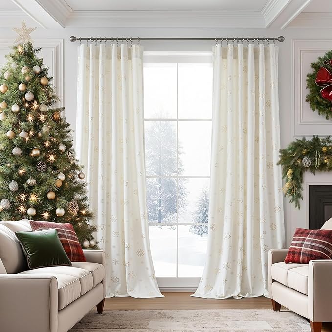 FMFUNCTEX Velvet Curtains Christmas Curtain