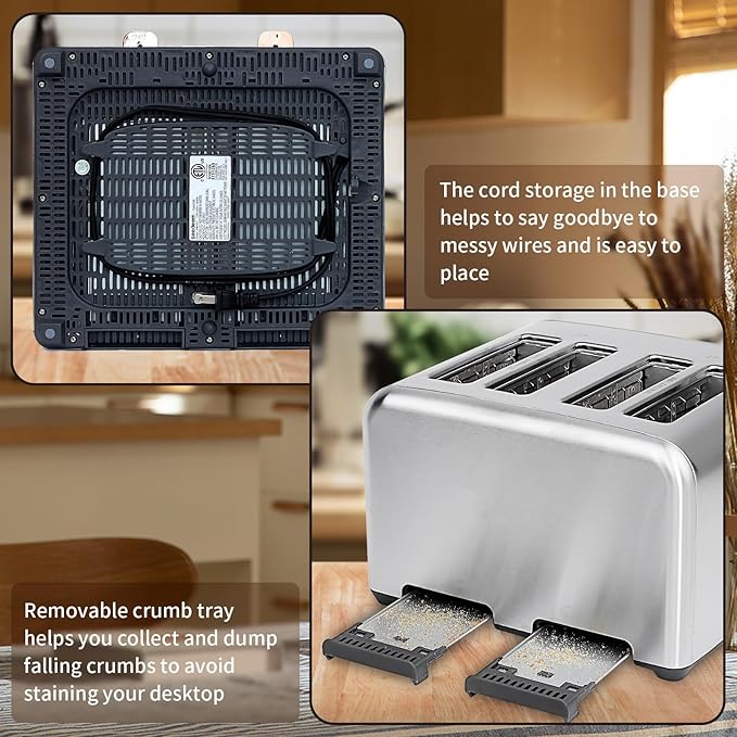 SEEDEEM Toaster 4 Slice, Stainless Toaster & Touch Control, LCD Display