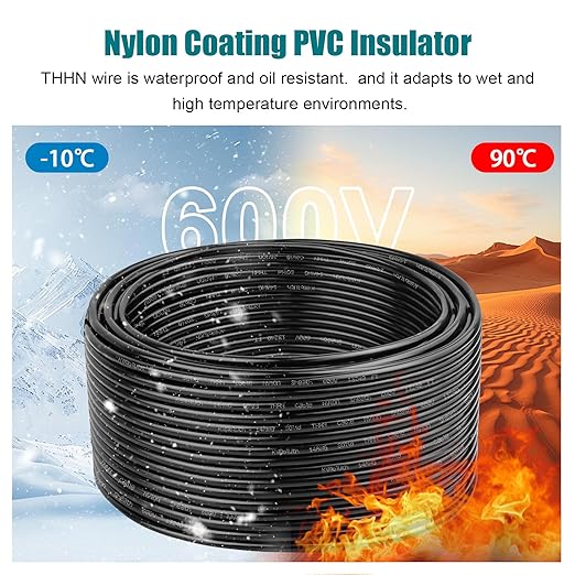 THHN Wire 14 Gauge 200 FT OFC Electrical Wire, 14 AWG Solid Copper Wire Rated