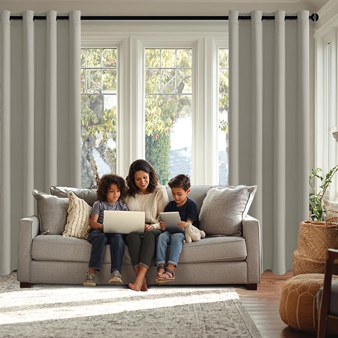 JIUZHEN Silver Grey Blackout Curtains