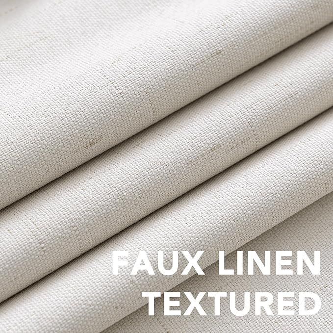 H.VERSAILTEX Ivory Curtains Blackout, 100% Blackout Linen Curtains