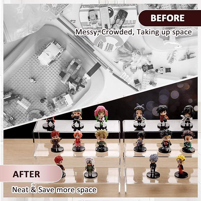 LFTYTUO 2 Set Large Acrylic Clear Display Risers, 3 Sizes 12" Rectangular