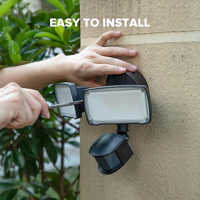 LUTEC 38W 3500 Lumen LED Motion Activated Integrated Dual-Head Floodlight
