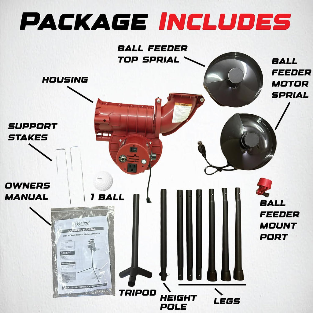 Heater Sports Slider Lite 360 Baseball Pitching Machine with Automatic Ball Feeder - Accurate 360-Degree Delivery, Durable and Portable Training Tool for All Ages