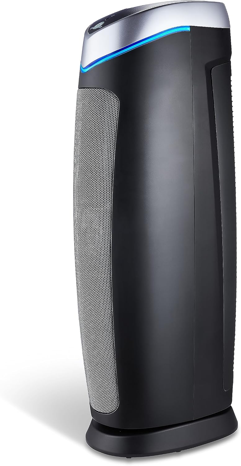 GermGuardian 5-In-1 HEPA Air Purifier for Home, Large Rooms Up To 915 Sq. Ft. with HEPA Pet Air Filter, UV-C Light & Odor Reduction, AC5250PT, 28" Tower, Gray
