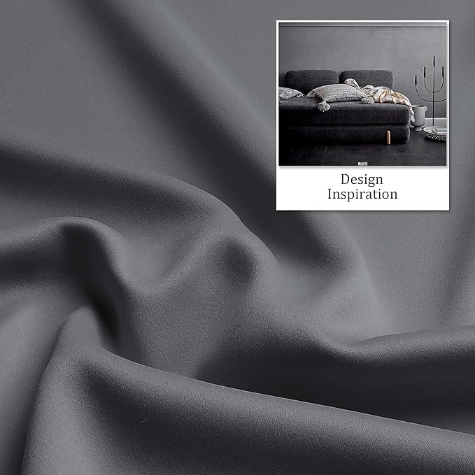 DUALIFE Grey Blackout Curtains 84 Inches Long