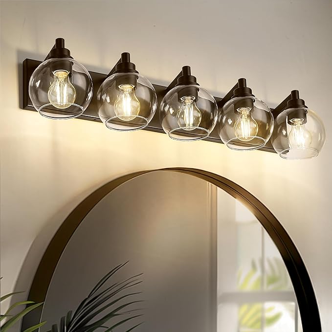METWET Bathroom Light Fixtures Over Mirror, 5-Light Oil Rubbed Bronze Bathroom