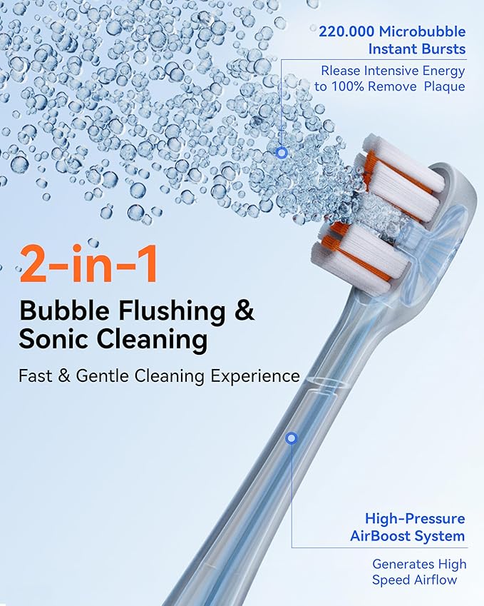 RANVOO AirJet™ Bubble Sonic Electric Toothbrush, Plaque Removal