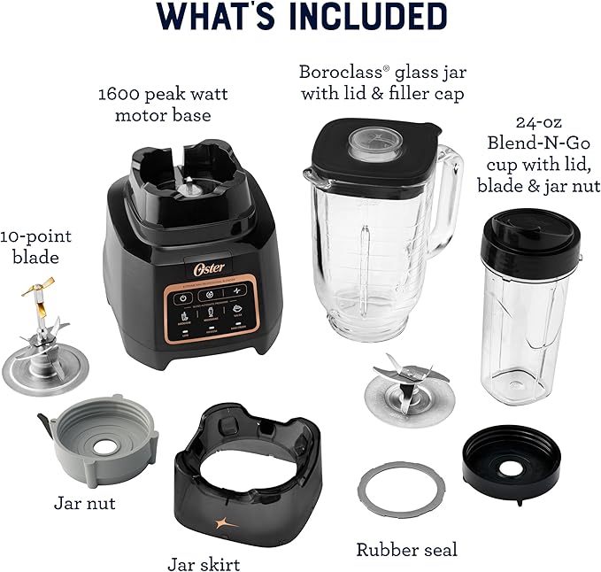 Oster Extreme Mix Blender, 64oz Glass Jar, 3 iBlend Preset Functions, 1600-Watts