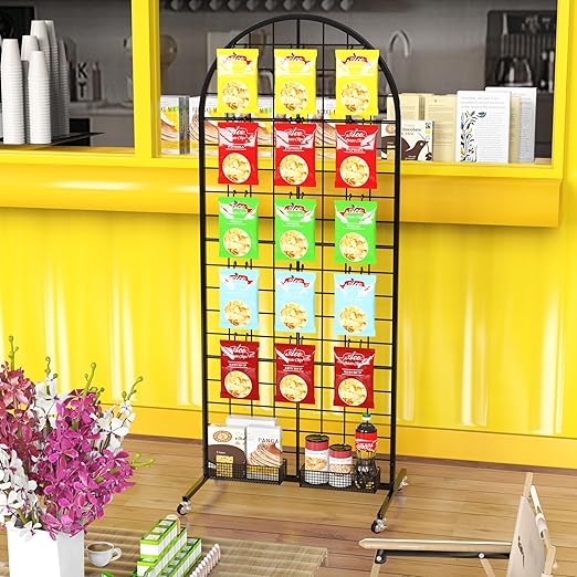 Asee'm Grid Wall Panels Display Stand 2' x 5.2' FT Black Movable Wire Grid Wall (2PCS)