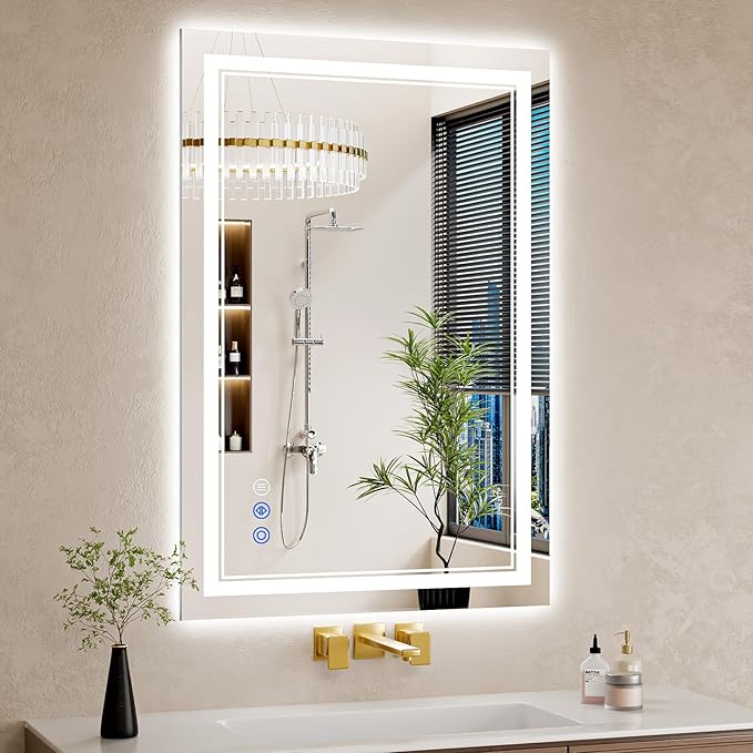 26"x38" Bathroom Mirror with Lights, Backlit + Front Lit, Led Vanity Mirror