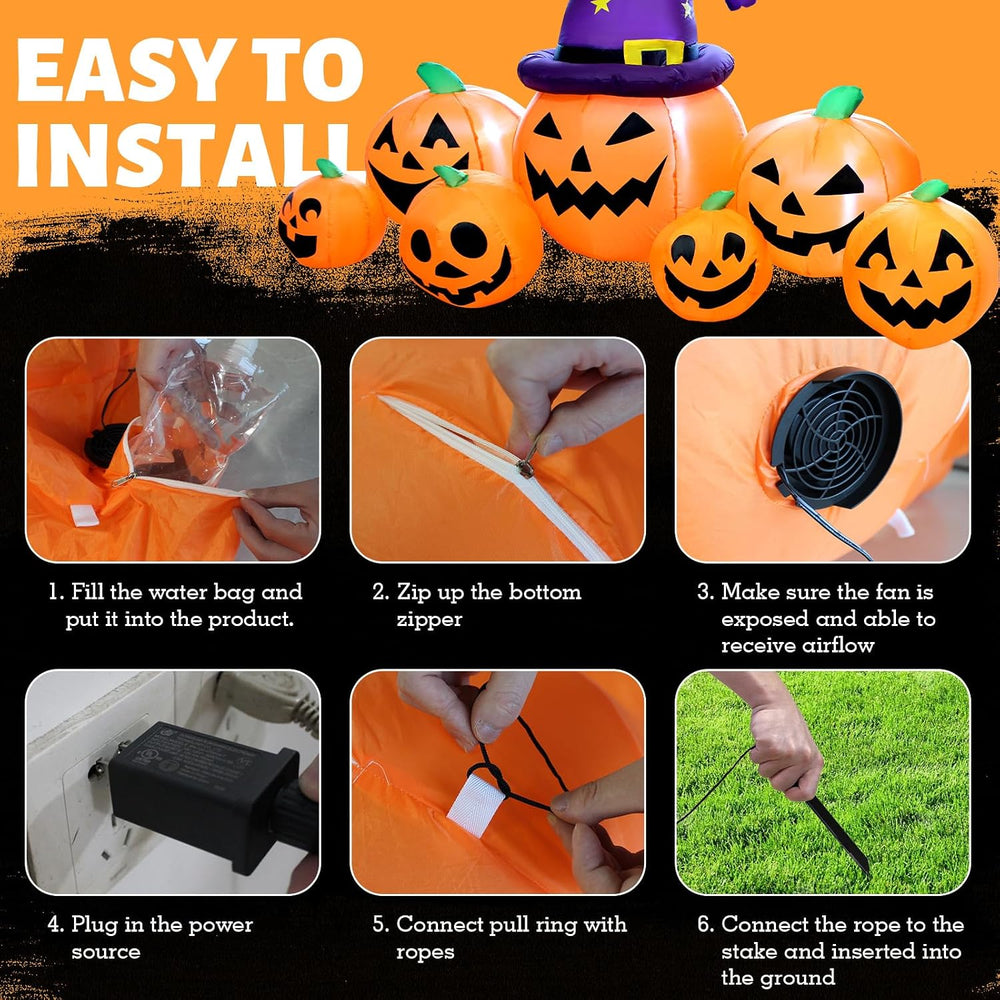 8FT Long Halloween Inflatables Pumpkin Outdoor Decorations, Halloween Blow Up...