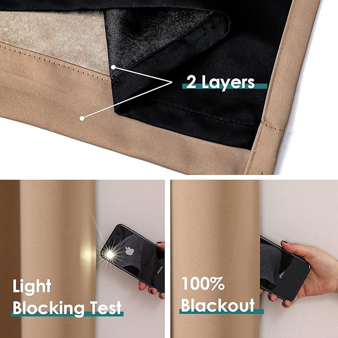ChrisDowa 100% Blackout Curtains 102 inch Long