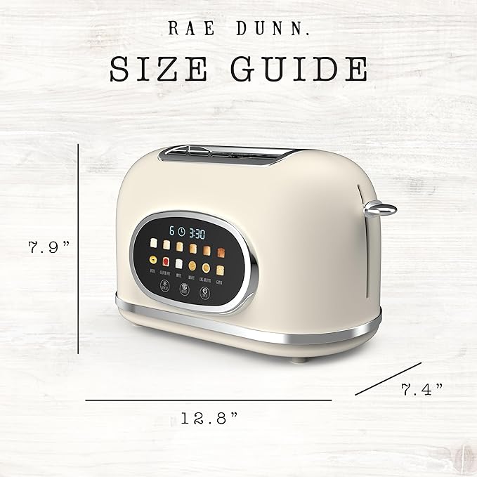 Rae Dunn Retro Digital Electric Toaster, 2 Slice Stainless Steel Toaster