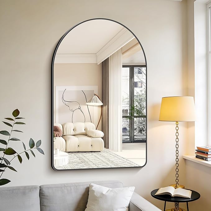 GLASHOM Arched Bathroom Mirror, Wall Mounted Mirror, Living Room, Vertically