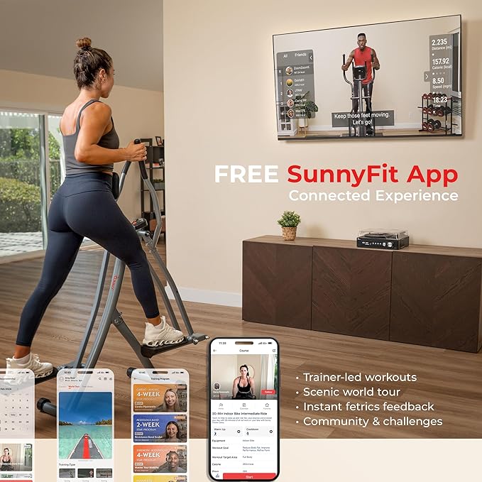 Sunny Health & Fitness Foldable Air Walk Elliptical, SunnyFit App via Bluetooth
