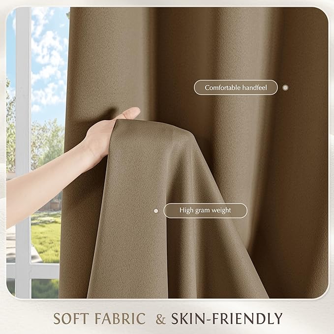 Beauoop 100% Blackout Curtains 96 Inch Long 2 Panels