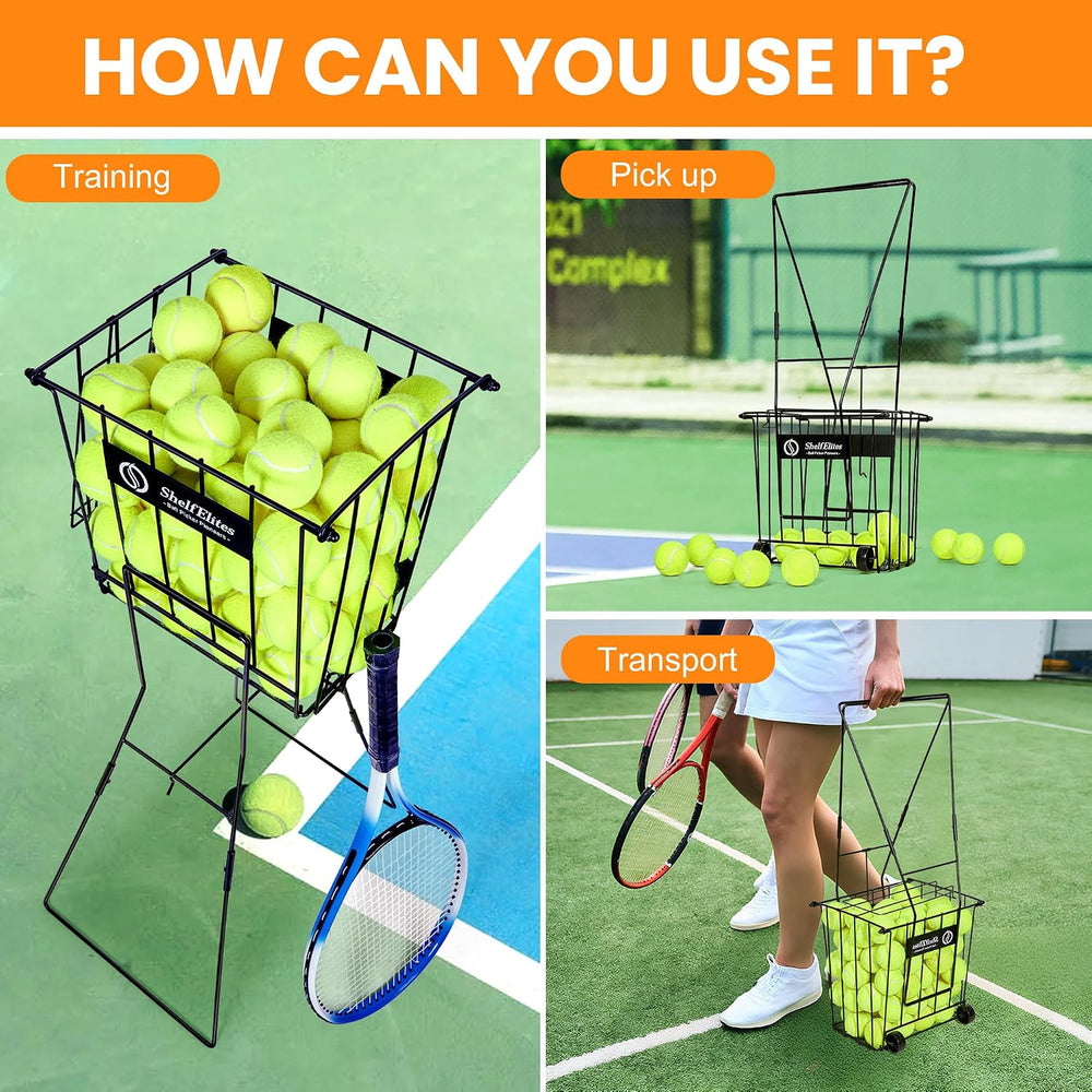 Tennis Ball Hopper, Portable Tennis Ball Holder with Handle for Court, Practi...