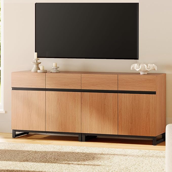 WAMPAT Modern TV Stand for TVs up to 70 inch, 2 in 1 Entertainment Center TV