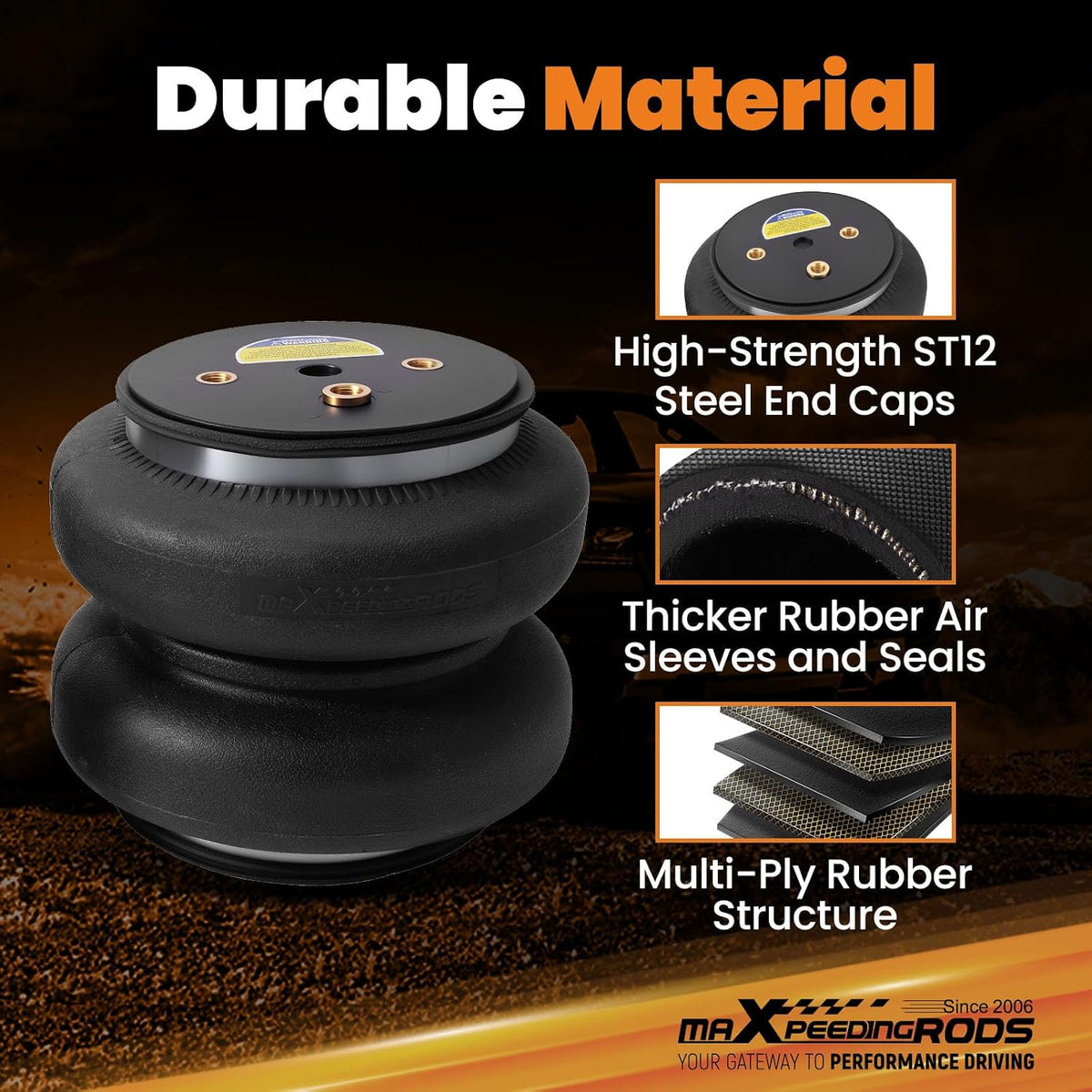 maxpeedingrods 7500 lbs rear air suspension bags kit shown in use