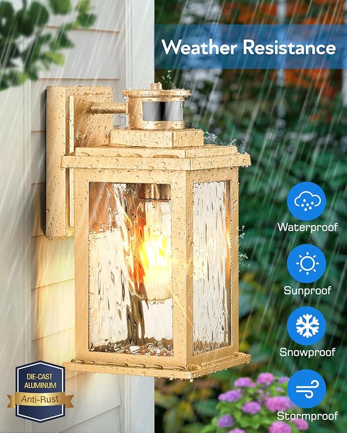 VIANIS 2 Pack Motion Sensor Outdoor Lights Lantern, Dusk to Dawn Exterior Lights