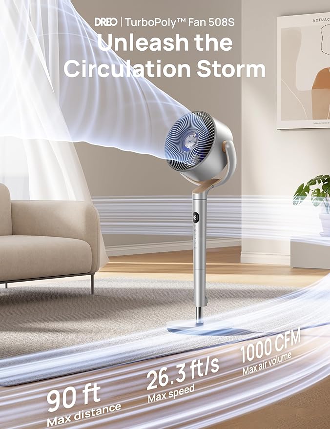 Dreo Smart Fans for Bedroom, 120° +120° Omni-Directional Oscillating Fan