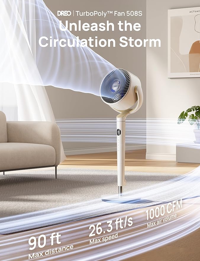 Dreo Smart Fan for Bedroom, 120° +120° Omni-Directional Oscillating Fans
