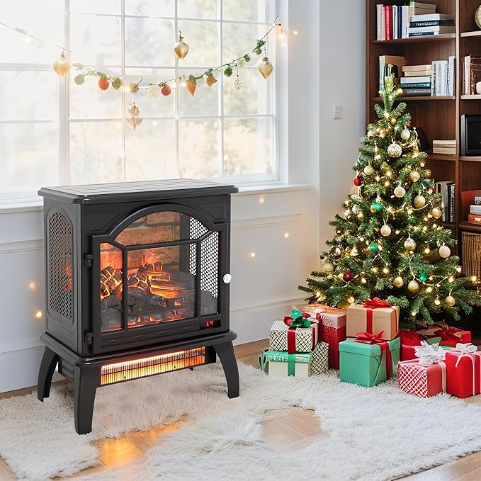 18" Electric Fireplace Heater, Freestanding Fireplace