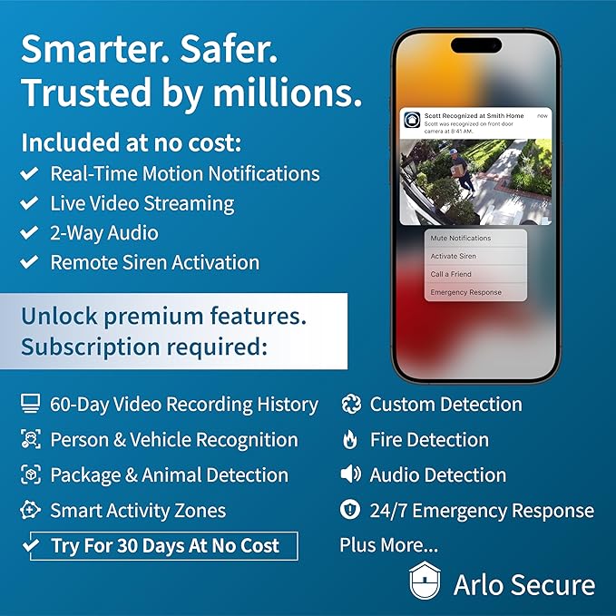 Arlo Video Doorbell 2K + Chime 2, Wireless or Wired Option, 2-Way Audio