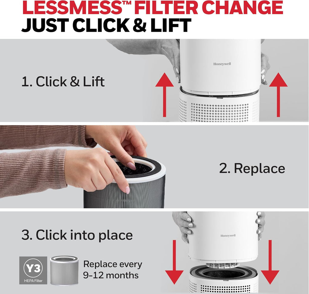 Honeywell Allergen Plus 4-in-1 HEPA Air Purifier for Home, Up to 1718 Ft² Coverage for Large Rooms, Reduces Allergens, Pet Dander, Smoke & Odors, Air Quality Sensor with Auto Mode, White, HPA4300W