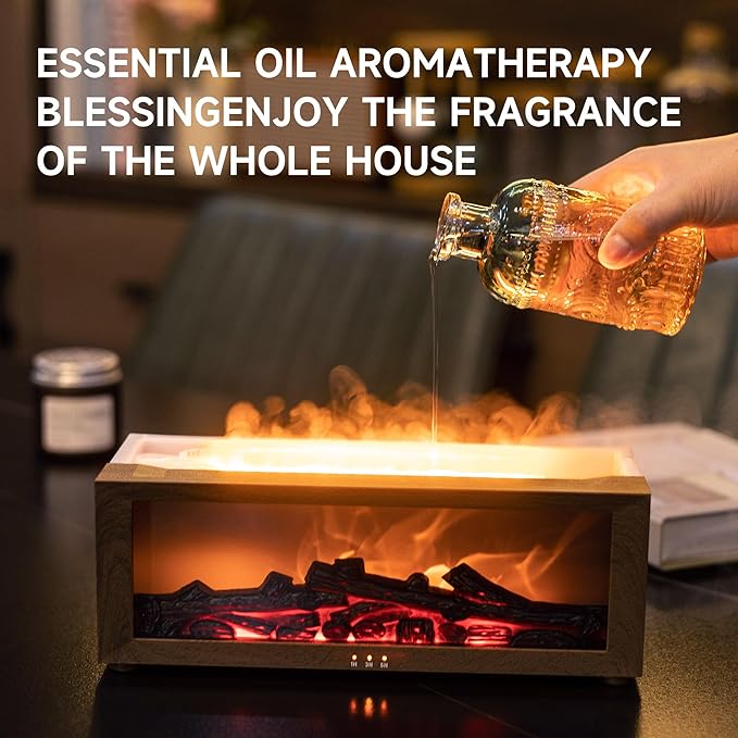 Fireplace Flame Air Diffuser Humidifier, 7 Colors Aromatherapy Essential Oil
