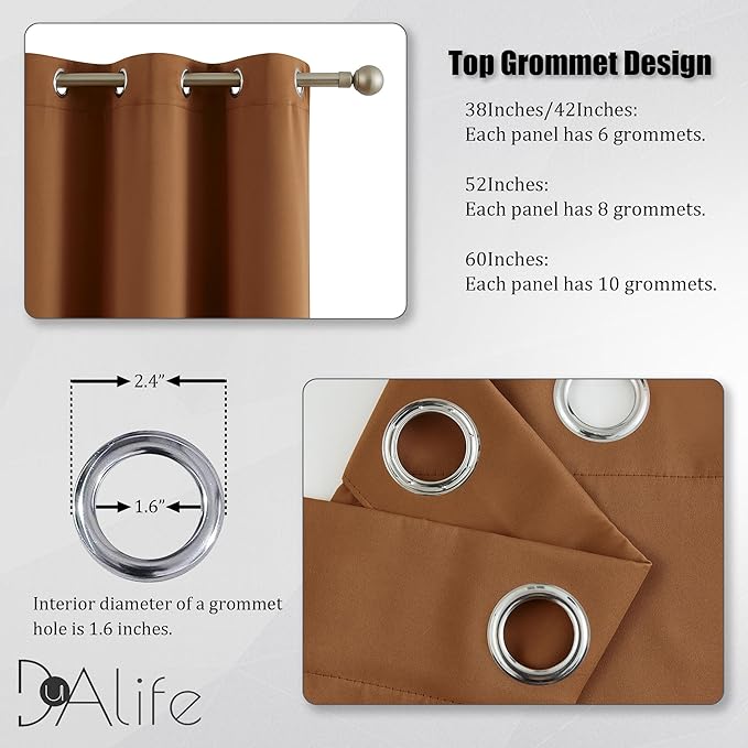 DUALIFE Caramel Brown Blackout Curtains