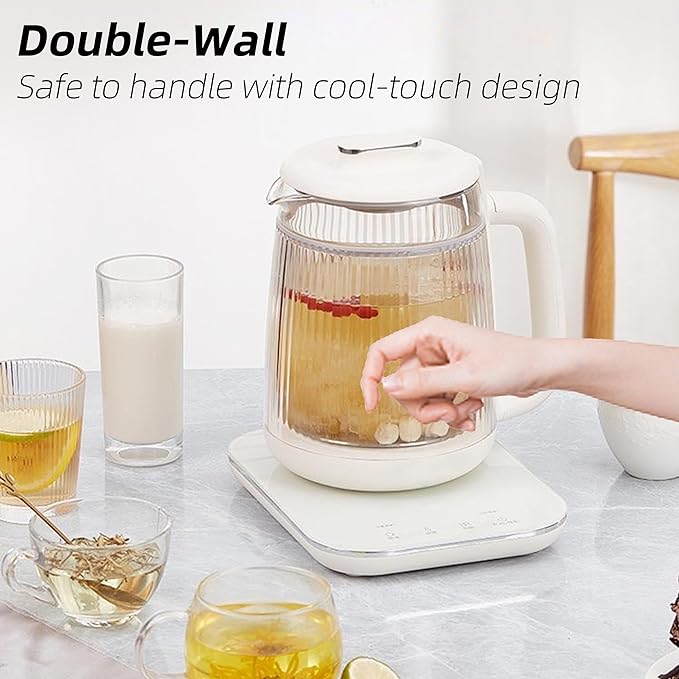 Health Pot, 1.5L Double-Layer Glass Electric Kettle