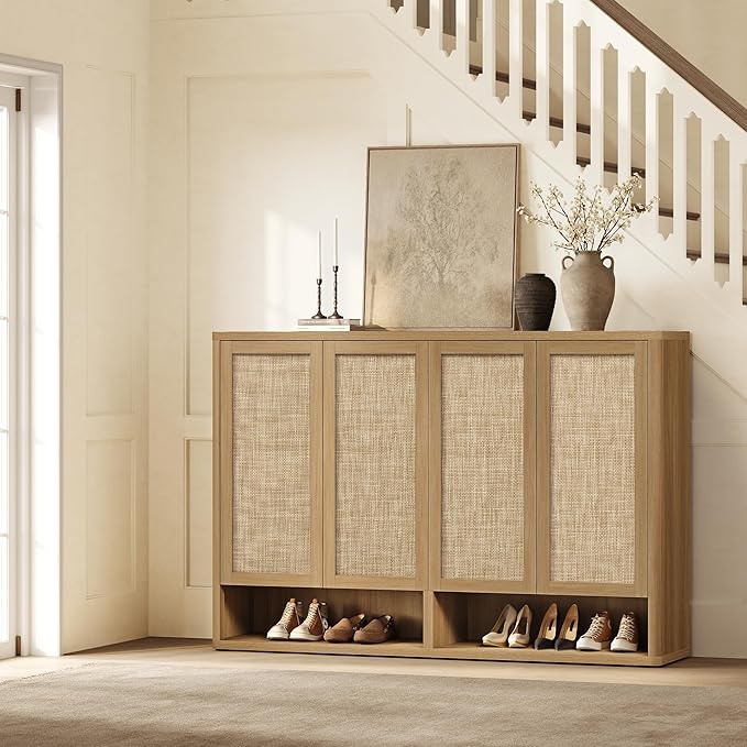 SICOTAS Rattan Shoe Storage Cabinet