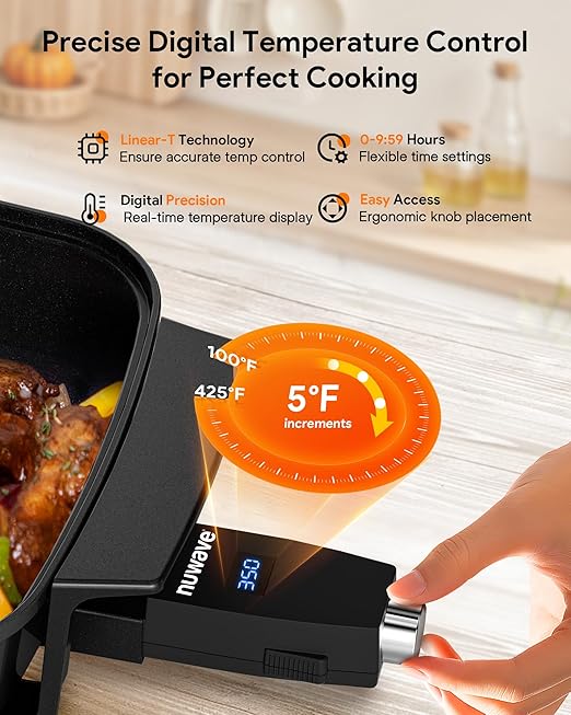Nuwave Medley XL Digital Electric Skillet, Family Size Griddle w/Glass Lid