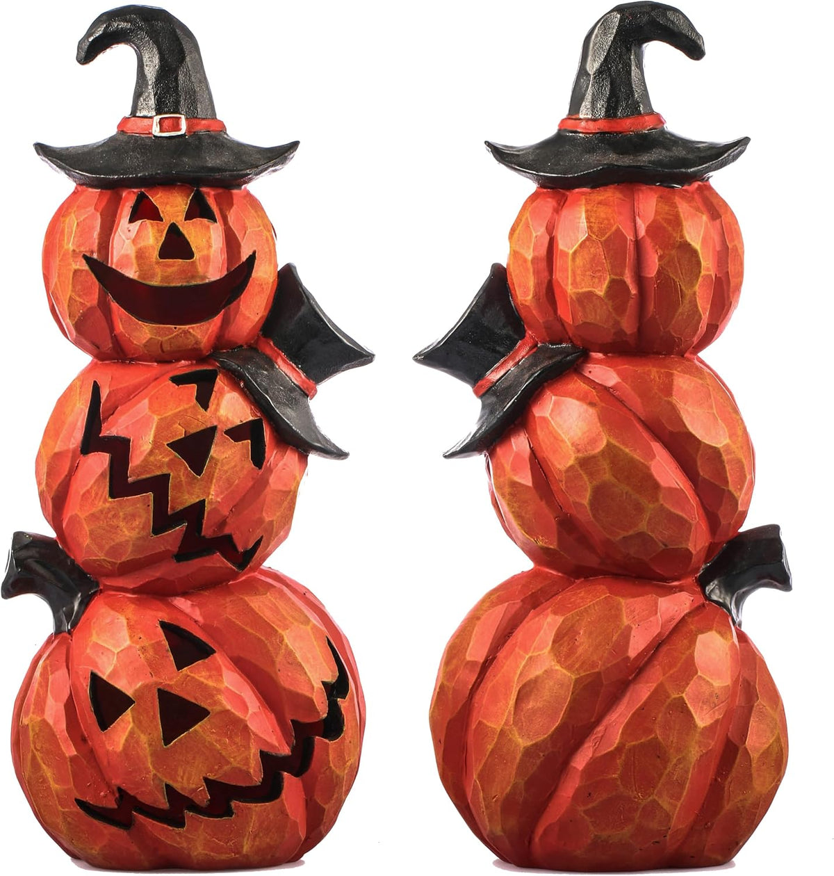 Light Up Evil Pumpkin 3-Layer Halloween Decoration 14 Inch Jack O' Stack