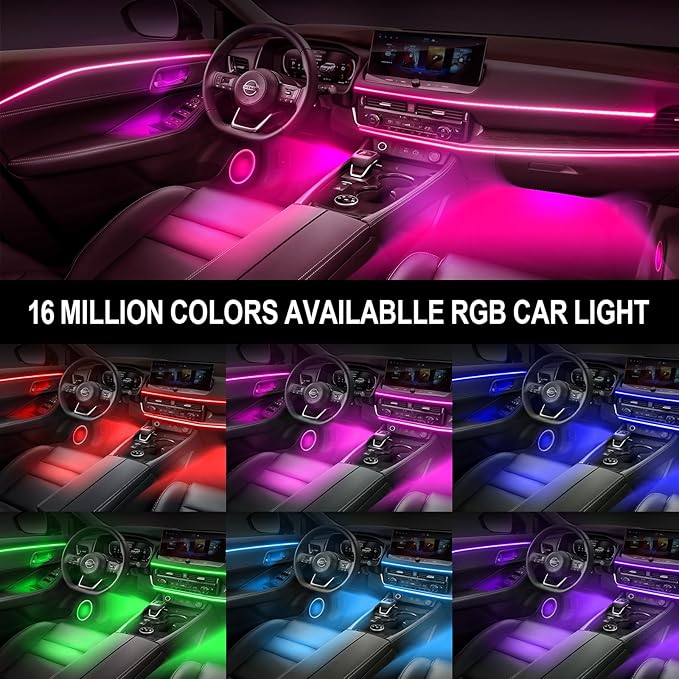 Acrylic Interior Car Lights, WEBUPAR Car Accessories 10 in 1 Car LED Strip