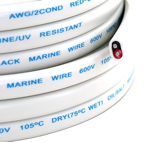 GS Power 200 Ft Duplex Marine Wire, 16 Gauge Wire, Oxygen-Free Tinned Copper 16