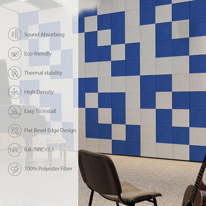 Amantech 12 Pack Acoustic Panels Self Adhesive Sound Proof Foam, High Density