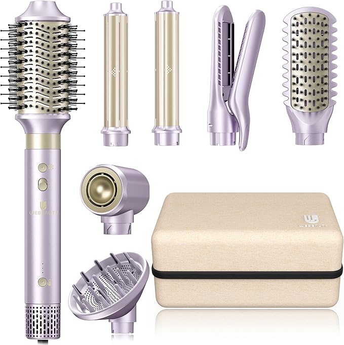 Hair Dryer Brush 8-in-1 Dual Voltage Hot Air Styler – Fast-Drying 110, 000 RPM