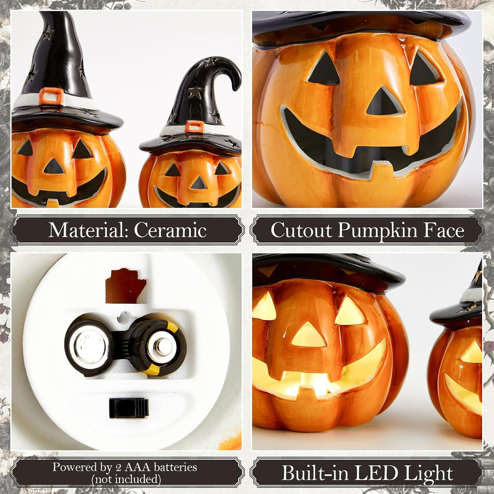 WDS WONDROUS Halloween Pumpkin Lights Decorations for Fall Home Table Decor