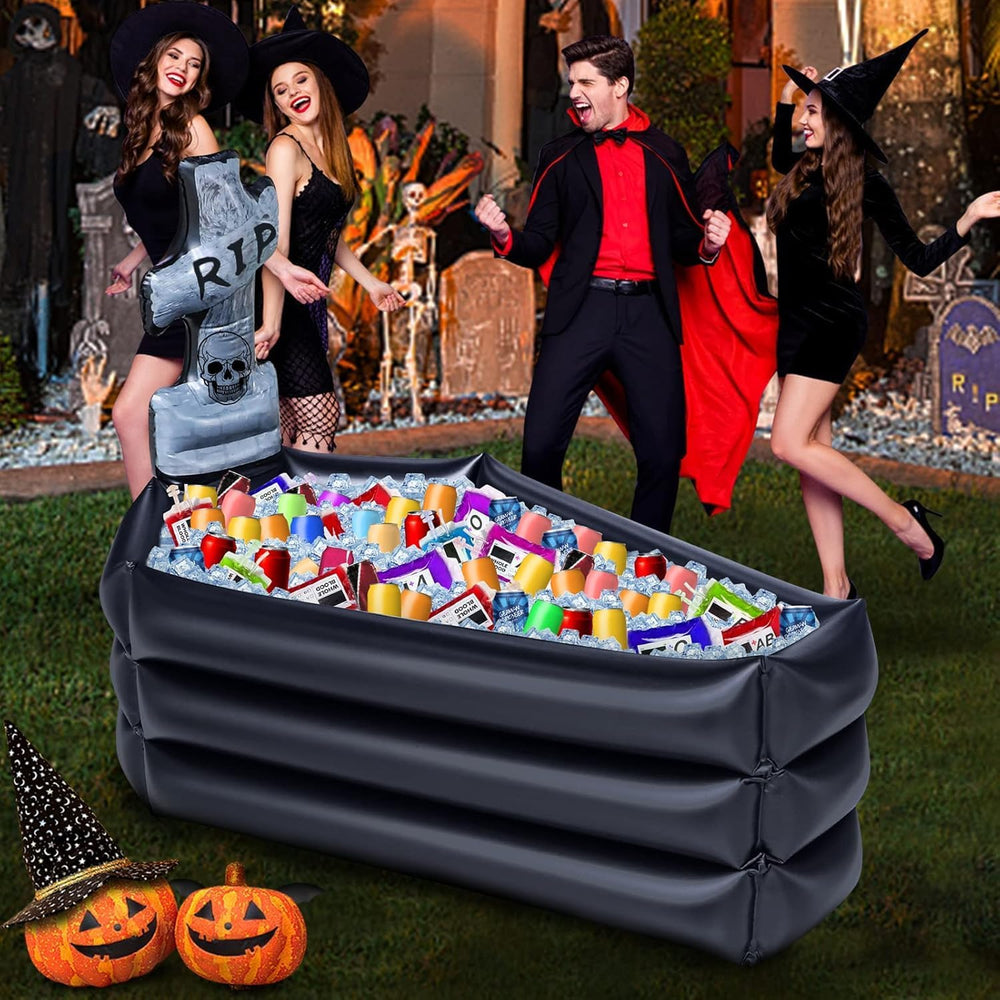 TURNMEON Halloween Inflatable Coffin Cooler, 100+ Cans Tombstone Party Bar