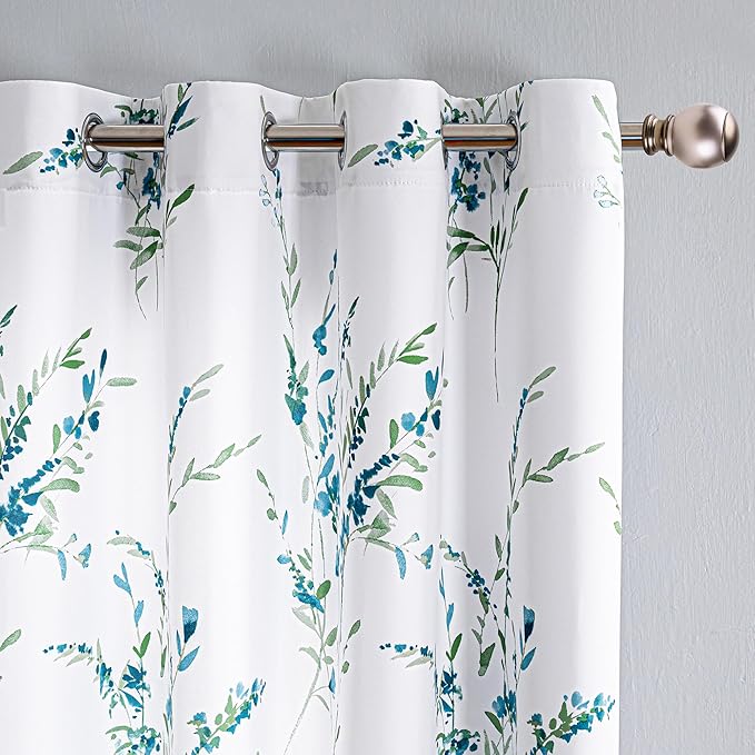 MYSKY HOME Floral Curtains 108 Inches Long