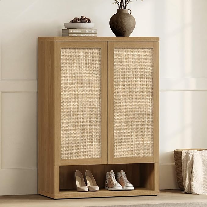 SICOTAS Rattan Shoe Storage Cabinet