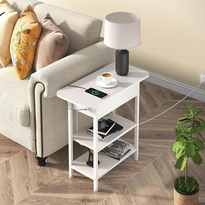 LIDYUK End Table with Charging Station, Nightstands Set of 2