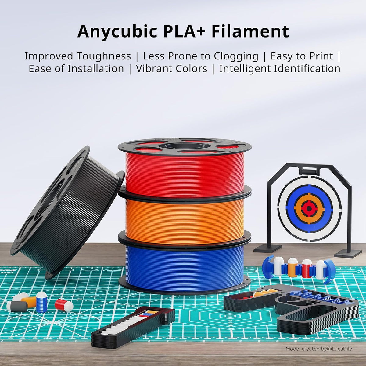 anycubic pla plus (pla+), 3d printer filament 1.75mm, close-up detail