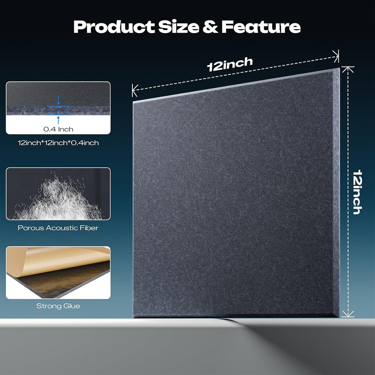 sonicism 22 pack acoustic wall panels, side view