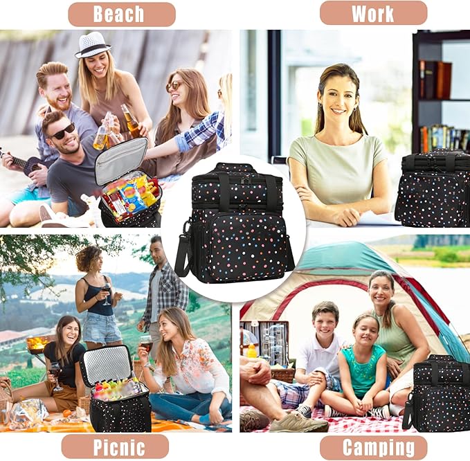Expandable Insulated Lunch Box, Double Deck Lightweight Large Lunch Bag Tote