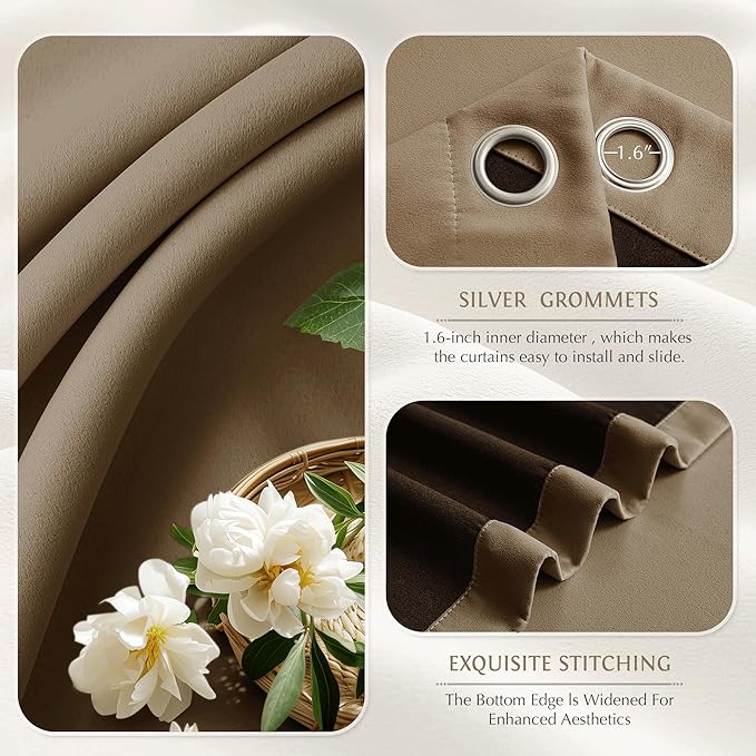 Beauoop 100% Blackout Curtains 84 Inch Long 2 Panels