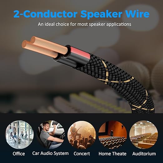 14/2 Speaker Wire 50 Feet, 14AWG Gauge Speaker Cable, Direct Burial, Durable